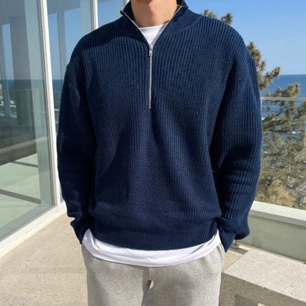 Klassisk Pullover med Plissé-Textur til Mænd