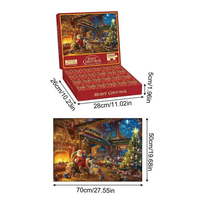 Christmas Puzzle Advent Calendar – 1008 Pieces Winter Village Edition