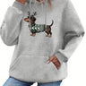 Dame Jule Hoodie med Gravhund Print – Varm Vinter Hoodie
