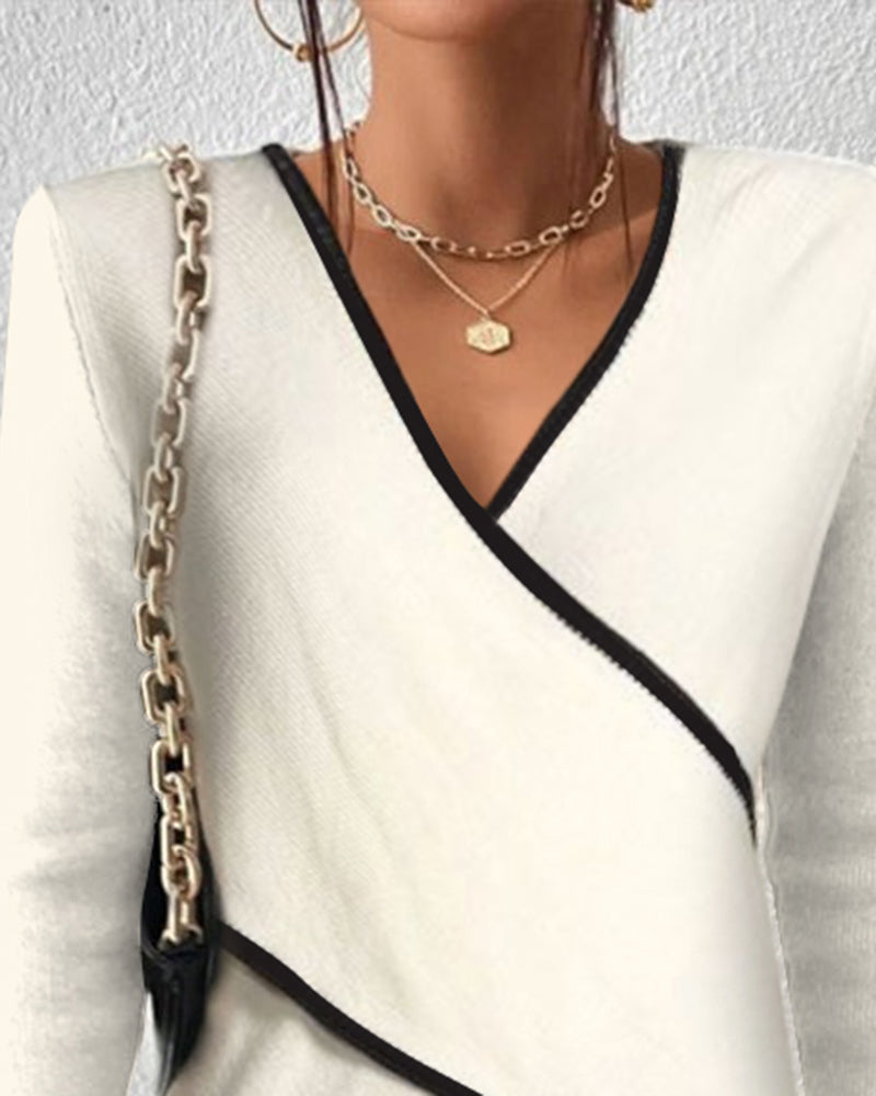 Elegant V-hals Wrap Sweater til Enhver Anledning