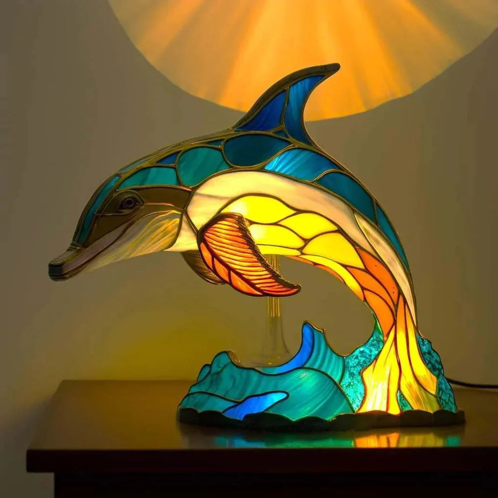 Kunstnerisk Bordlampe med Dyremotiver