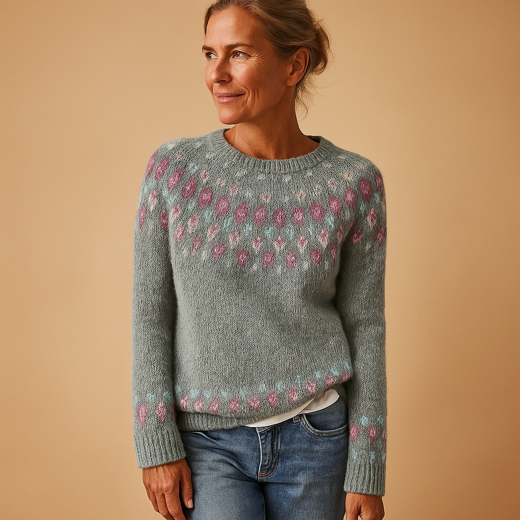 Uldtrøje til Damer med Trendy Print og Klassisk Pasform