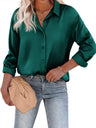 Casual Satinbluse med Knaplukning og Lange Ærmer