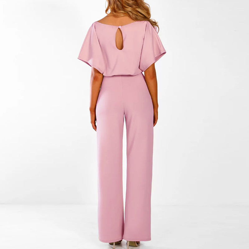 Stilfuld Jumpsuit med Vide Ben og Snøreliv