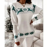 Women's Christmas Sweater – Elegant Winter Sweater with Reindeer & Snowflakes