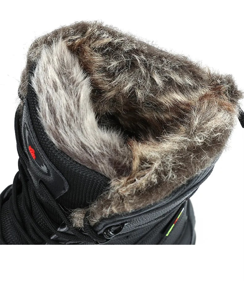 Męskie wysokie zimowe buty – ciepłe wygodne outdoorowe buty śniegowe