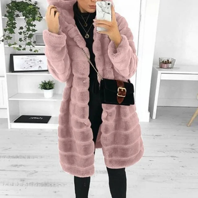 Women's Long Faux Fur Jacket – Elegant and Warm Winter Jacket