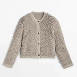 Women's Teddy Jacket in Warm Sherpa Fleece with Buttons – Soft and Comfortable