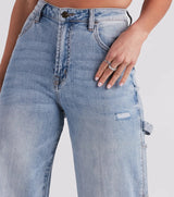 Stilfulde Vide Jeans til Kvinder med Cargo Detaljer