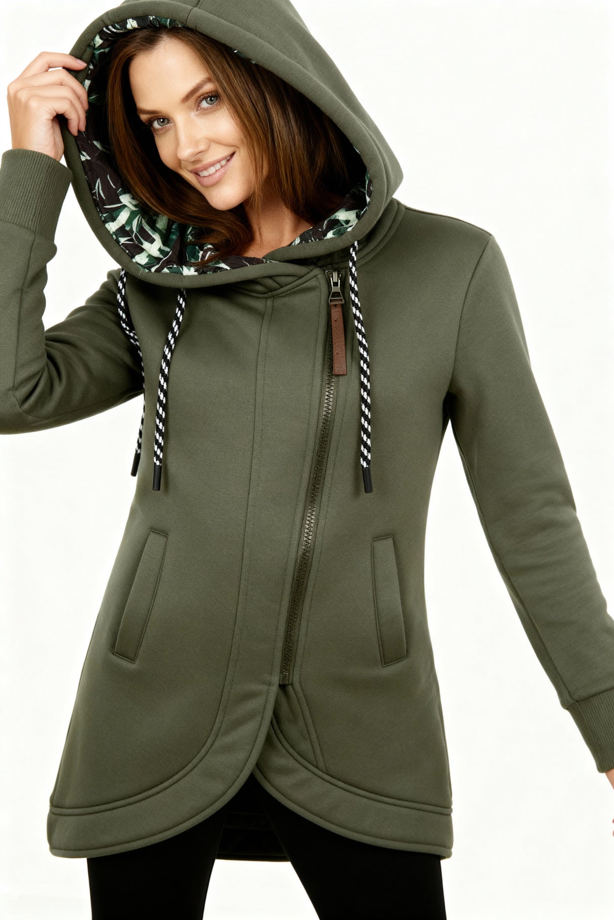 Dame Lang Frakke med Hætte – Stilfuldt Omslag og Komfort