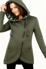 Dame Lang Frakke med Hætte – Stilfuldt Omslag og Komfort