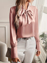 Elegant Bluse med Sløjfekrave | Luksus Polyester | Feminin Stil