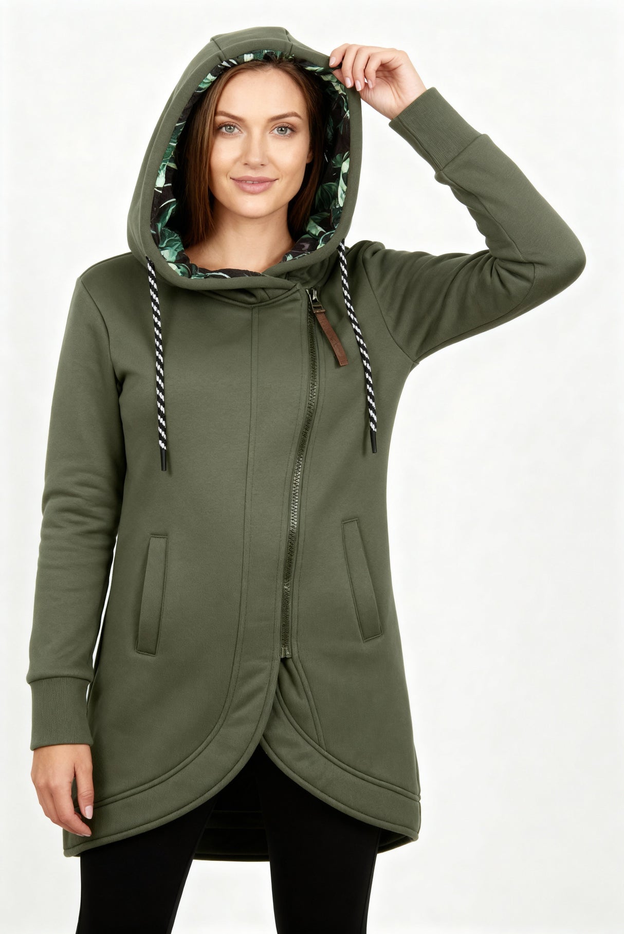 Dame Lang Frakke med Hætte – Stilfuldt Omslag og Komfort