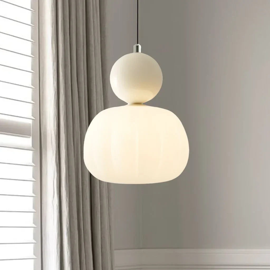 Elegant Hængelampe i Cremefarvet Art Deco Stil