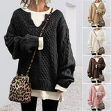 Oversized Strikket Sweater med Rund Hals