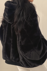 Oversized Plys Hættetrøje – Varm Vinter Damejakke med Hætte