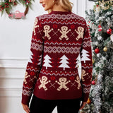 Women's Christmas Sweater – Winter Sweater with Gingerbread & Christmas Tree Print