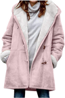 Women's winter jacket – Warm sherpa jacket with hood and toggle closure