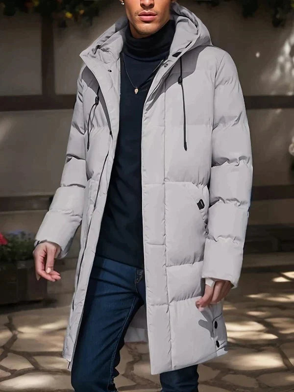 Elegant Lang Herrejakke - Varm og Stilfuld Vinterjakke