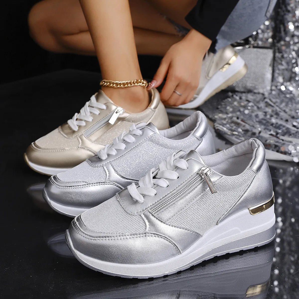 Stilfulde Dame Sneakers med Komfort og Klasse