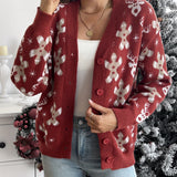 Julecardigan med Snefnug – Varm Dame Vintervest