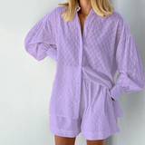 Sommer To-delt Sæt Dame Bluse og Shorts