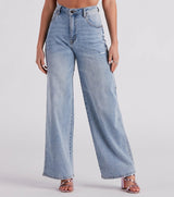 Stilfulde Vide Jeans til Kvinder med Cargo Detaljer