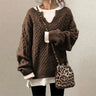 Oversized Strikket Sweater med Rund Hals
