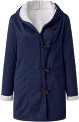 Women's winter jacket – Warm sherpa jacket with hood and toggle closure