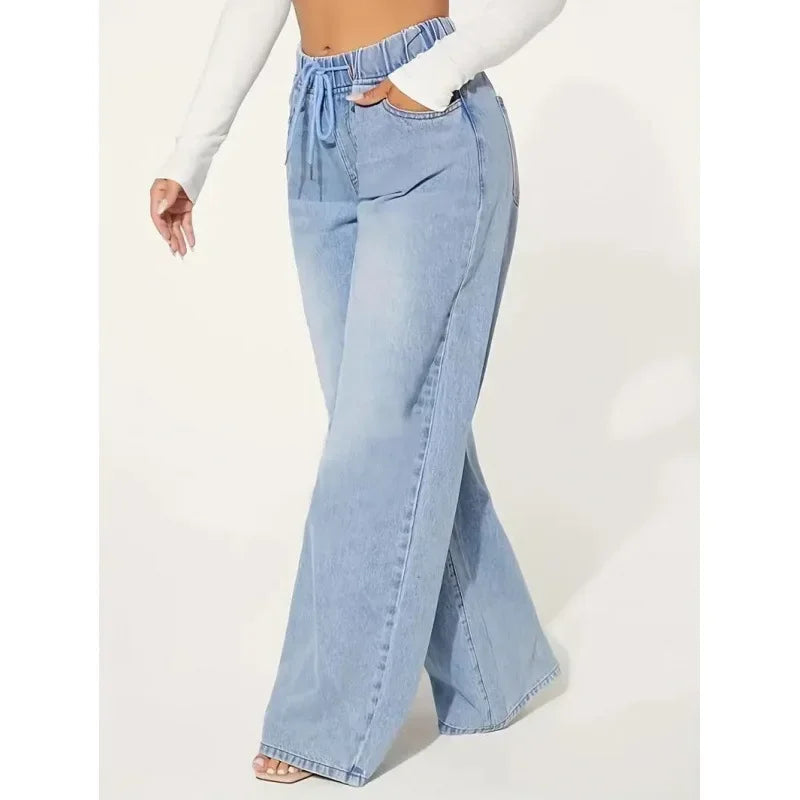 Dame Wide-Leg Jeans – Trendy Straight Jeans with High Waist
