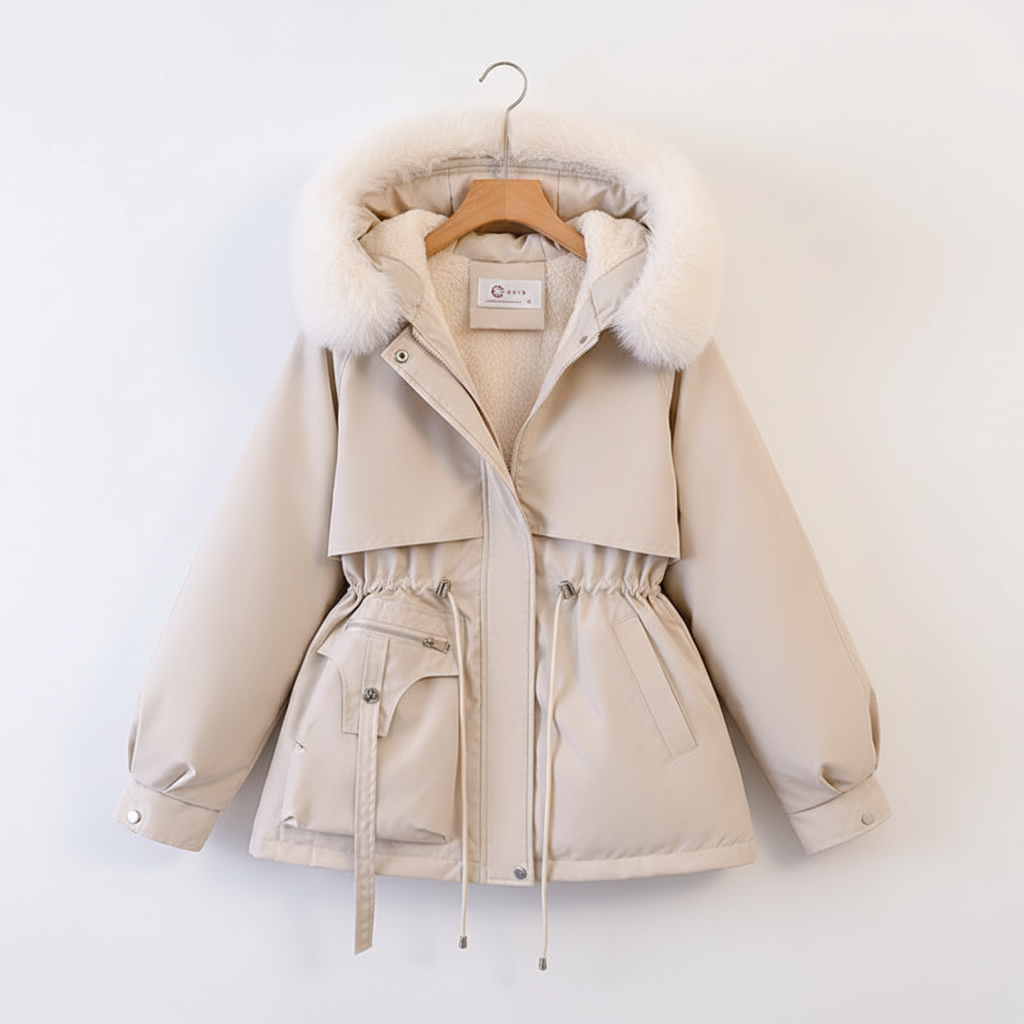 Dame vinterjakke med imiteret pelskrave – Varmt og elegant design