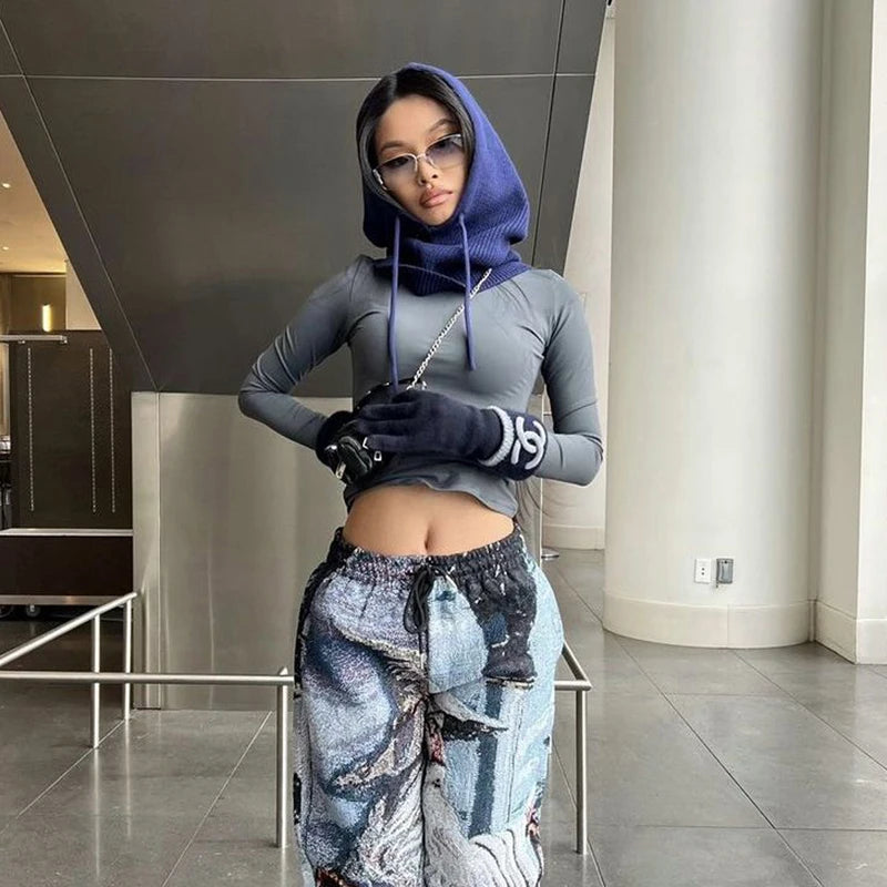 Ladies Knitted Hooded Scarf – Warm Shawl with Hood for Winter