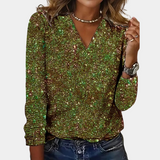 Glitter Top Kvinder med Pailletter og V-Hals