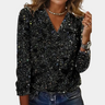 Glitter Top Kvinder med Pailletter og V-Hals