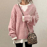 Oversized Strikket Sweater med Rund Hals