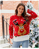 Women's Christmas Sweater – Fun Reindeer Winter Sweater with Festive Design