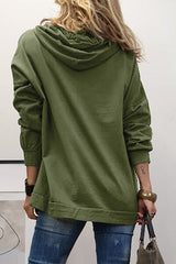Oversized Dame Hoodie – Med Snor og Subtil Hjerte Detalje