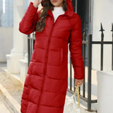 Damen Lange Winterjacke – Warme Gepolsterte Jacke mit Kapuze