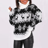 Women's Christmas Sweater – Warm Winter Sweater with Reindeer & Snowflakes