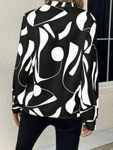 Elegant Bluse med Stående Krave og Print