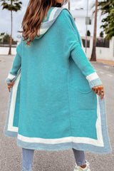 Dame Hoodie Cardigan med Kontrastdesign – Lange Efterårskardiganer