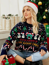 Women's Christmas Sweater – Fun Winter Jumper with All-Over Christmas Print