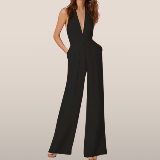 Ærmeløs Dame Jumpsuit med Dyb V-Hals og Palazzo Ben