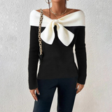 V-hals Sweater med Elegant Strik