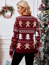 Damen Weihnachtspullover – Winterpullover mit Lebkuchen- & Weihnachtsbaumdruck