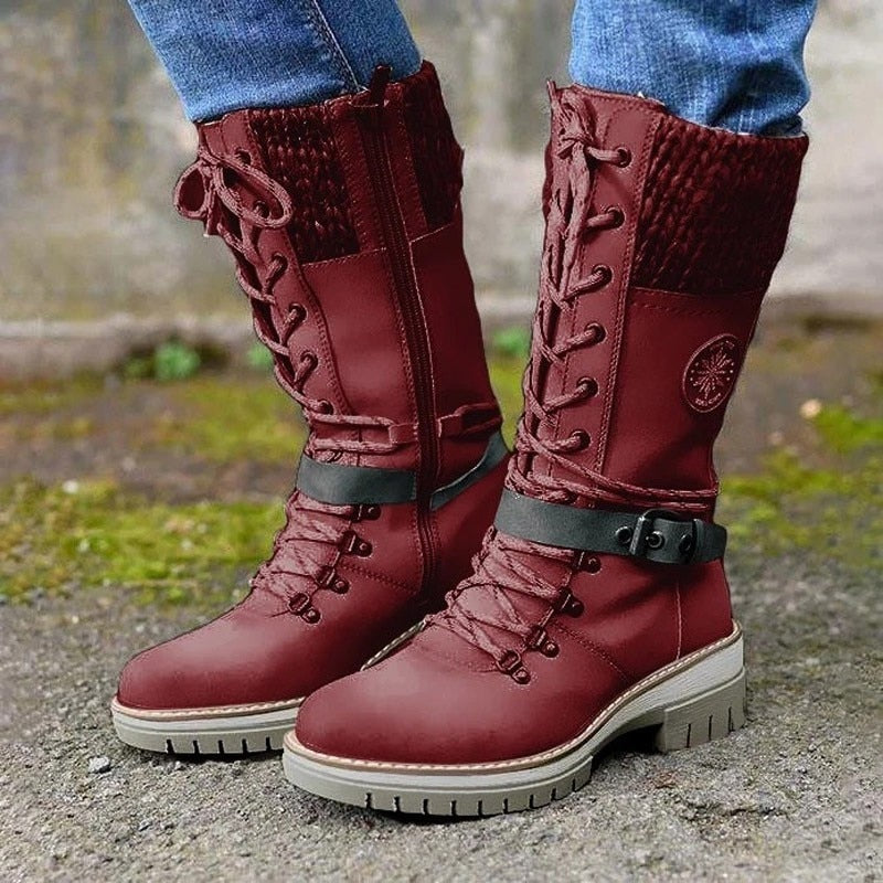 Ladies' winter boots – High lined boots with lace-up design
