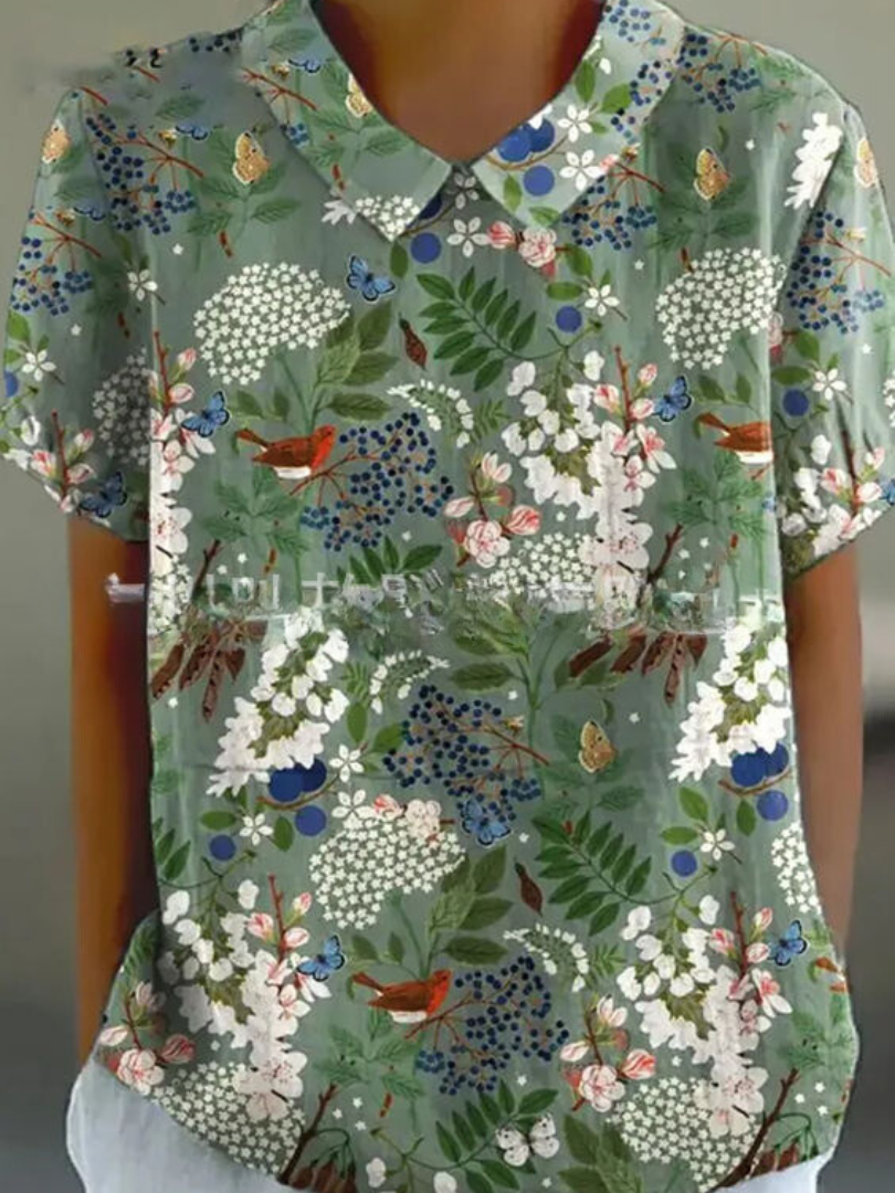 Vintage Blomsterbluse Dame | Komfortabel Pasform