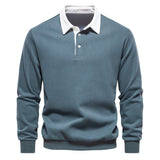 Elegant Herre Langærmet Polo Shirt med Klassisk Krave