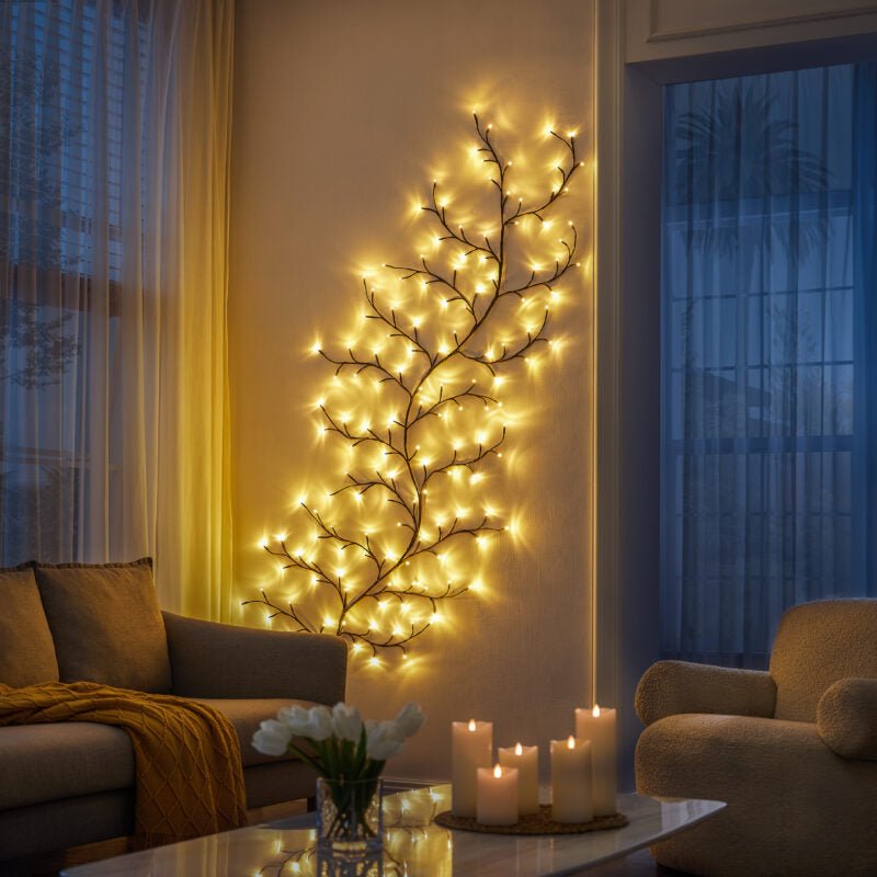 Væglampe med Naturligt Gren Design og Varmt Lys