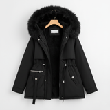 Dame vinterjakke med imiteret pelskrave – Varmt og elegant design